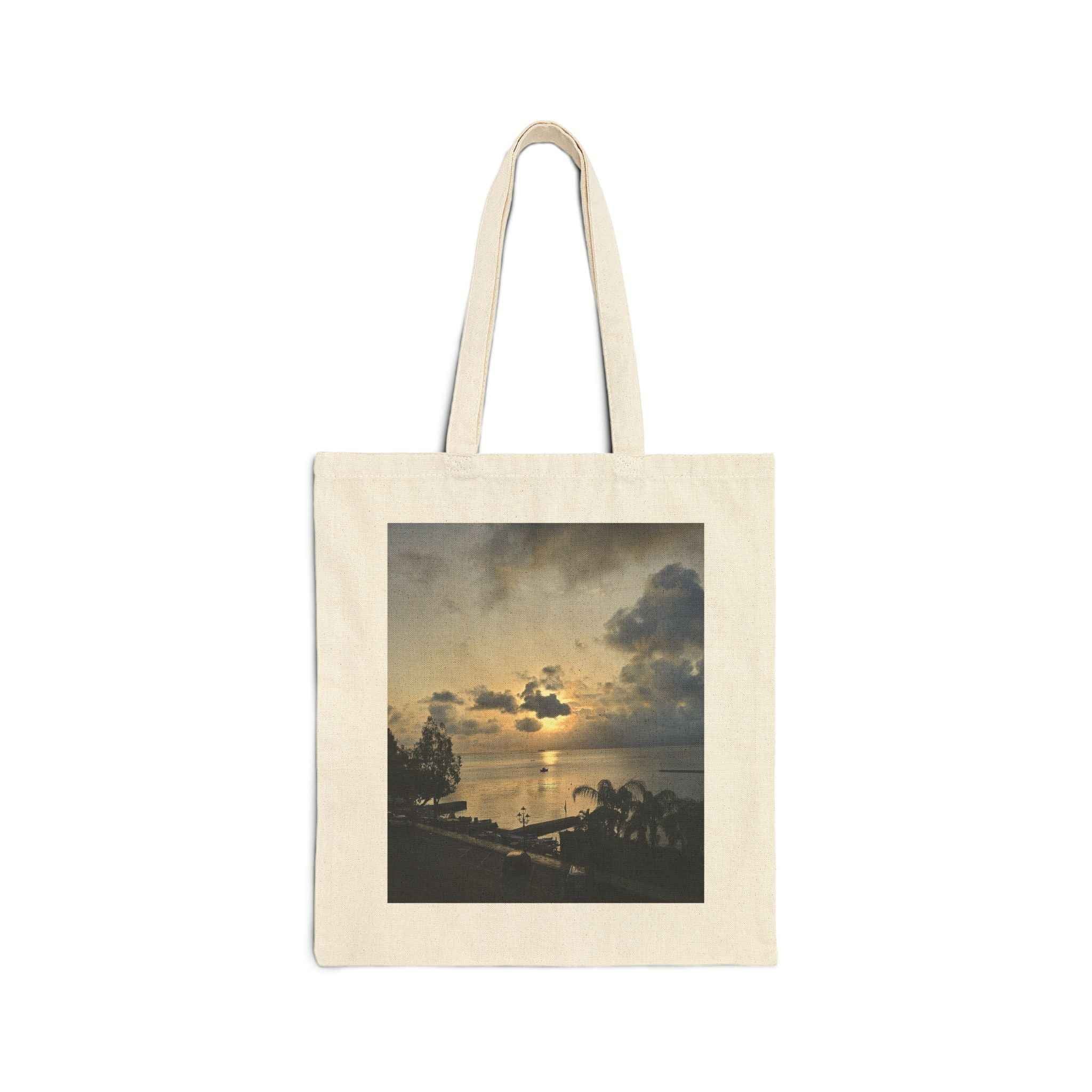 Sunset Serenity in Milazzo, Italy Cotton Canvas Tote Bag